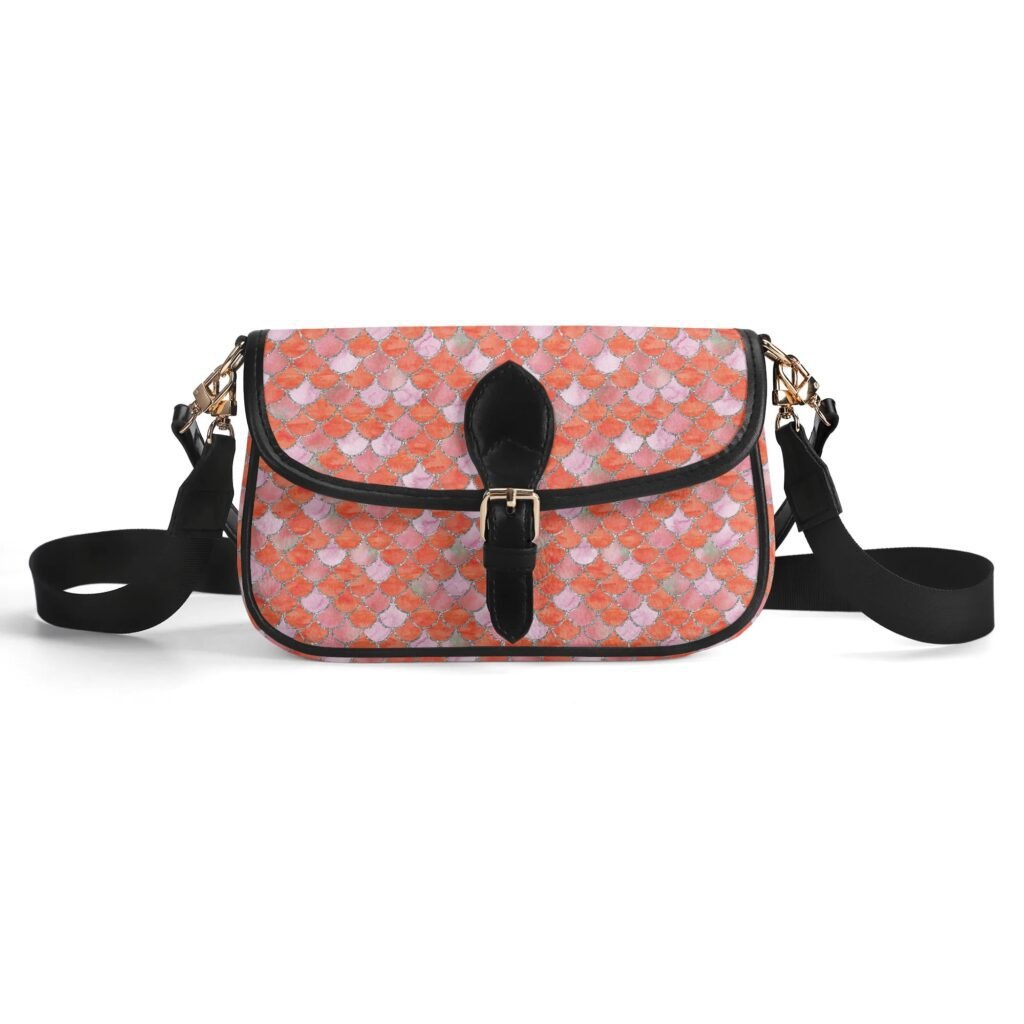 Orange Mermaid Crossbody Bag with a Buckle