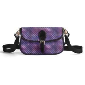 Purple Mermaid Crossbody Bag with a Buckle