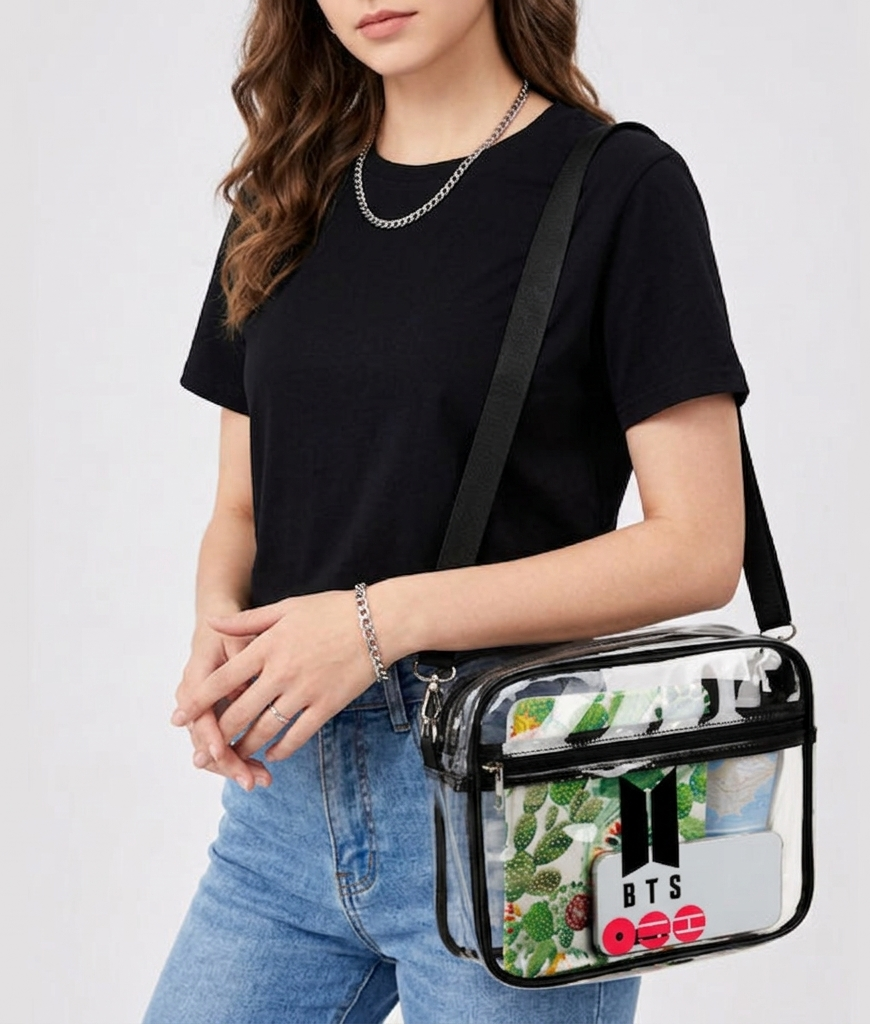 BTS Transparent Bag in Black and Red - Image 3