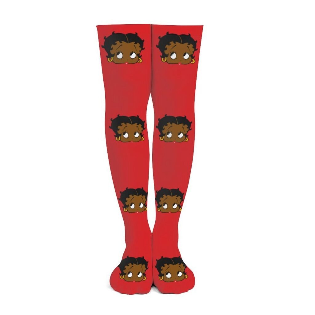 Black Betty Boop Thigh High Stockings in Red