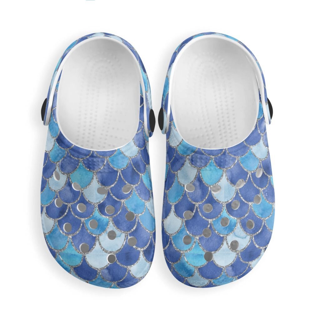 Kid's Blue Mermaid Rubber Clogs