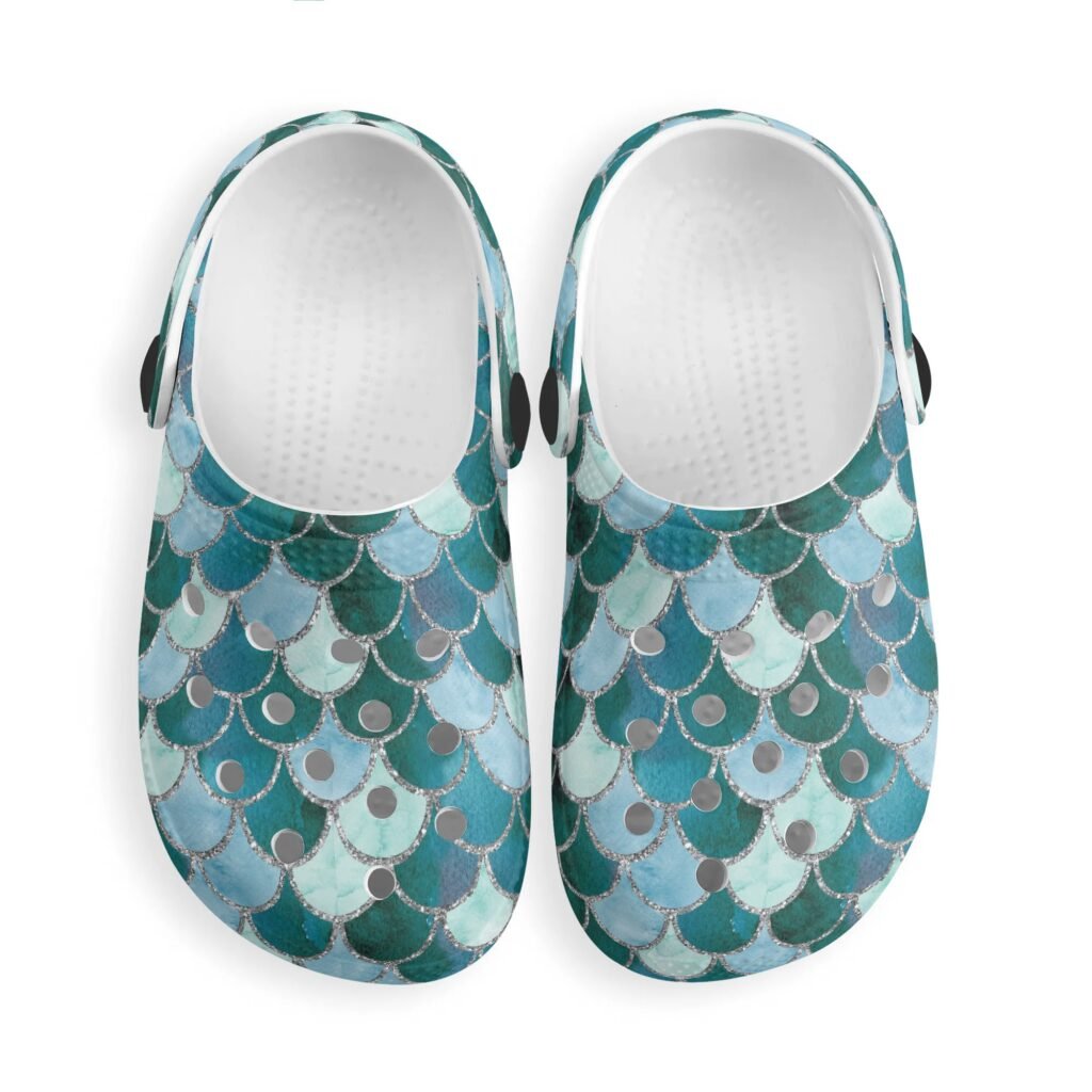 Kid's Green Mermaid Rubber Clogs