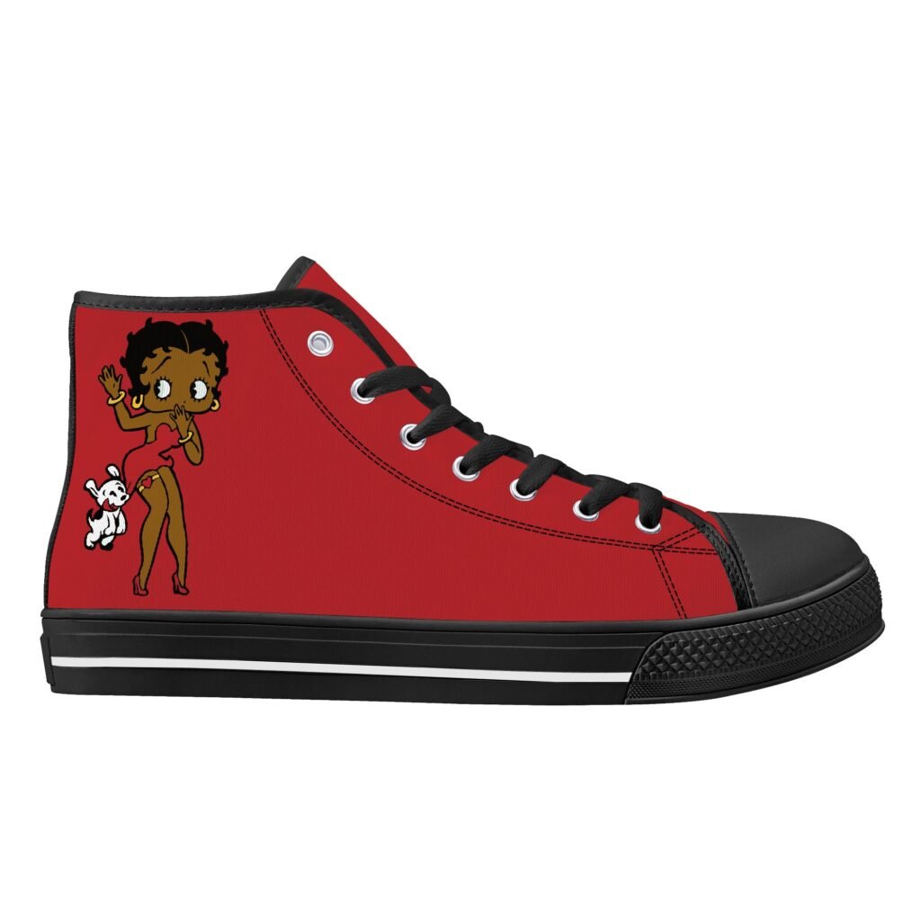Women's Black Betty Boop High Top Shoes in Red