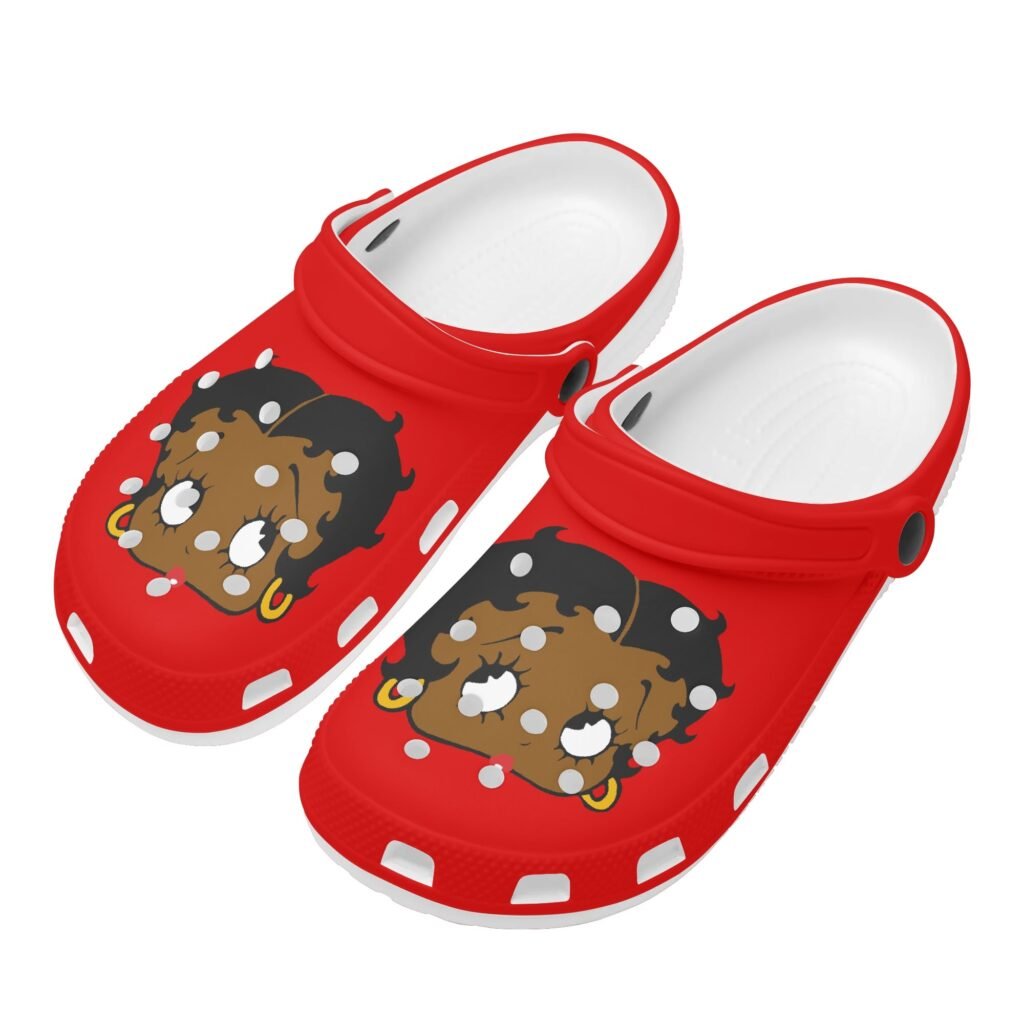 Women's Black Betty Boop Rubber Clogs in Red