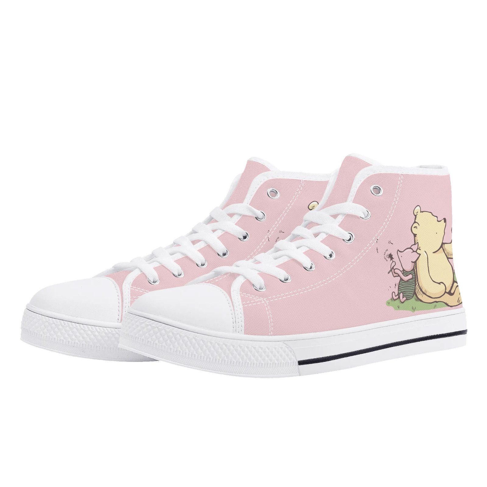 Women’s High Top Winnie the Pooh Shoes | Winnie the Pooh and Piglet Pink High Top Shoes - Image 13