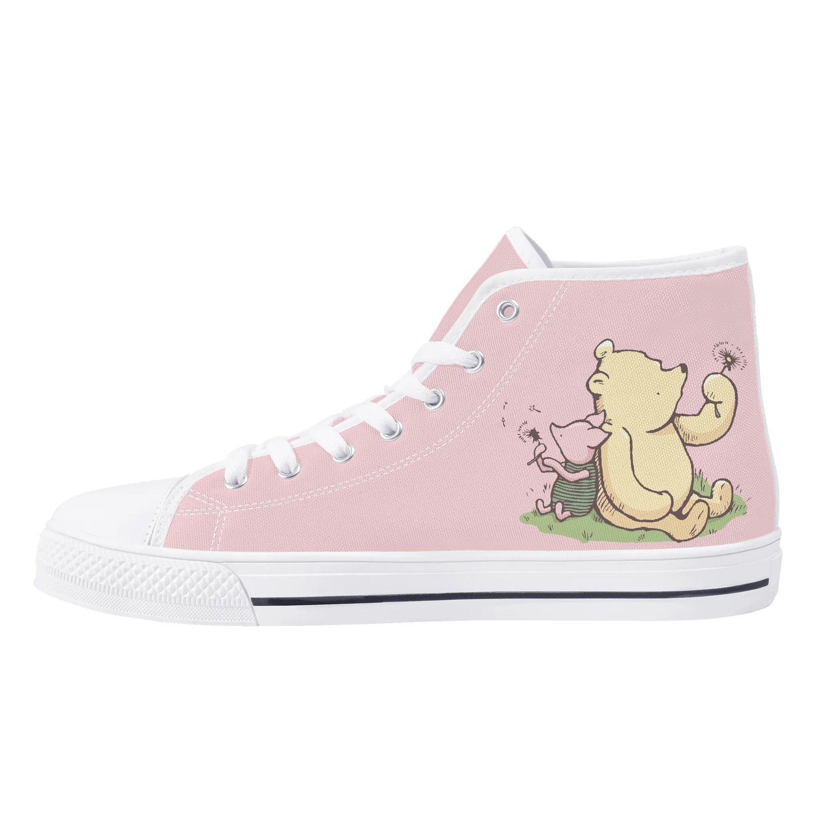 Women’s High Top Winnie the Pooh Shoes | Winnie the Pooh and Piglet Pink High Top Shoes - Image 19