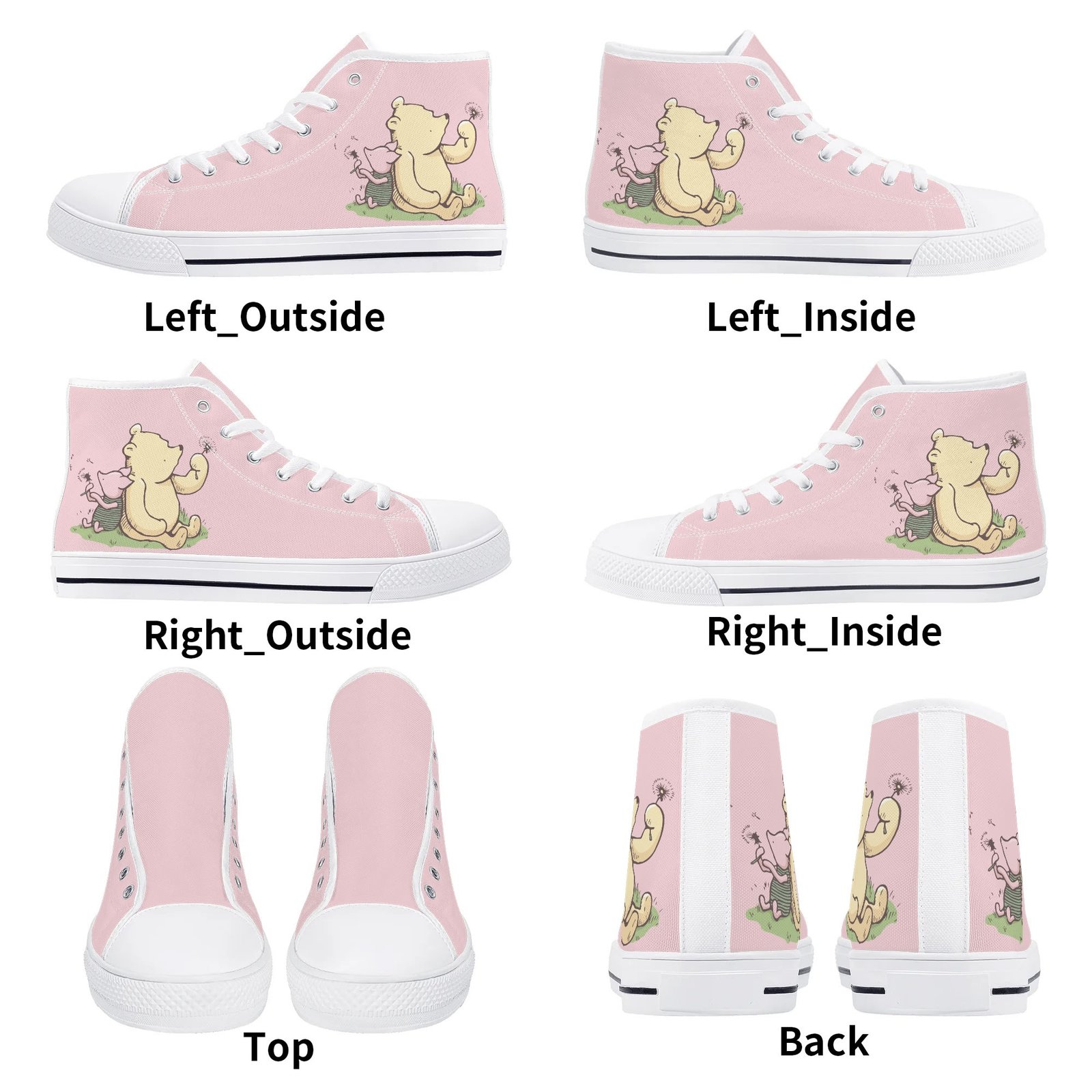 Women’s High Top Winnie the Pooh Shoes | Winnie the Pooh and Piglet Pink High Top Shoes - Image 24