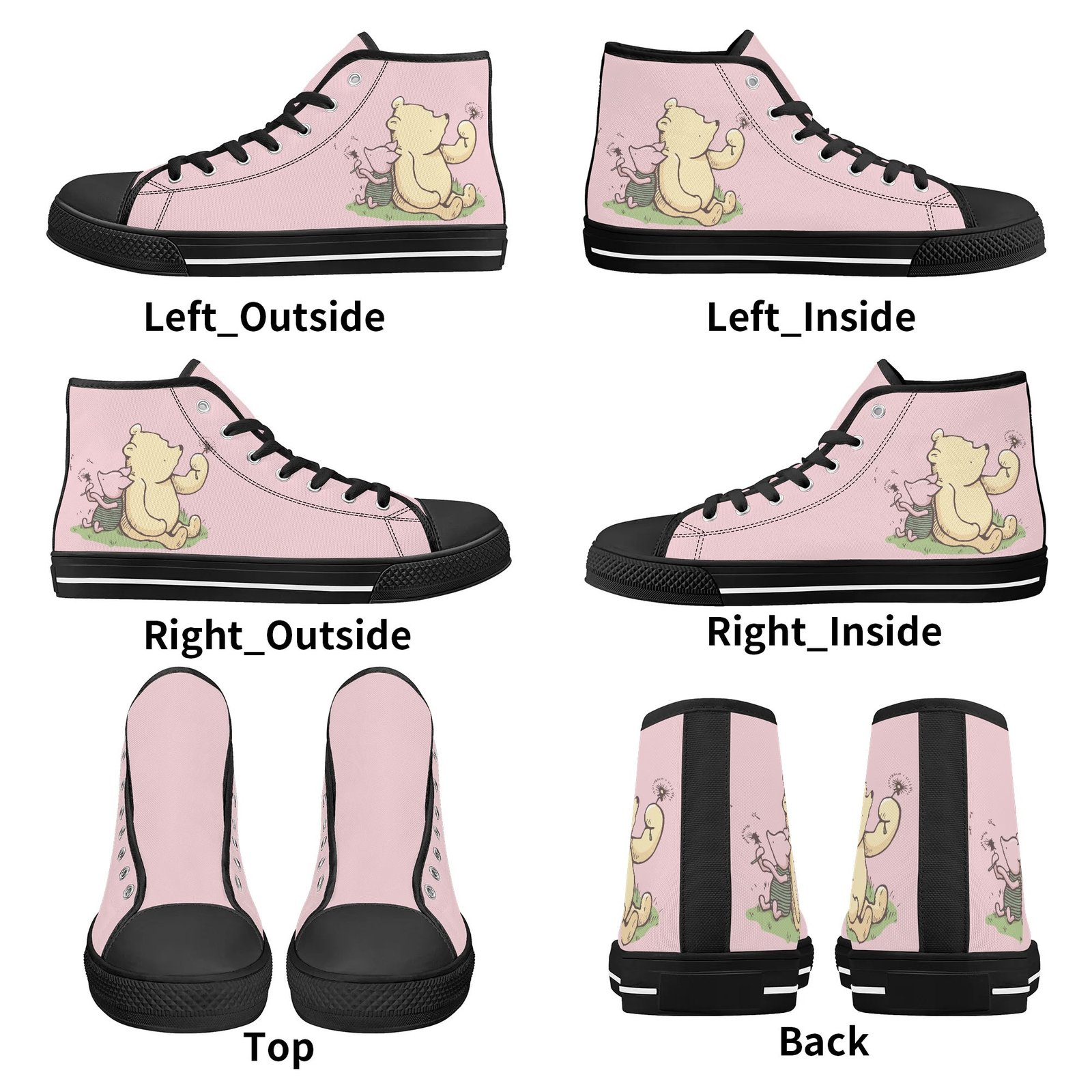 Women’s High Top Winnie the Pooh Shoes | Winnie the Pooh and Piglet Pink High Top Shoes - Image 12