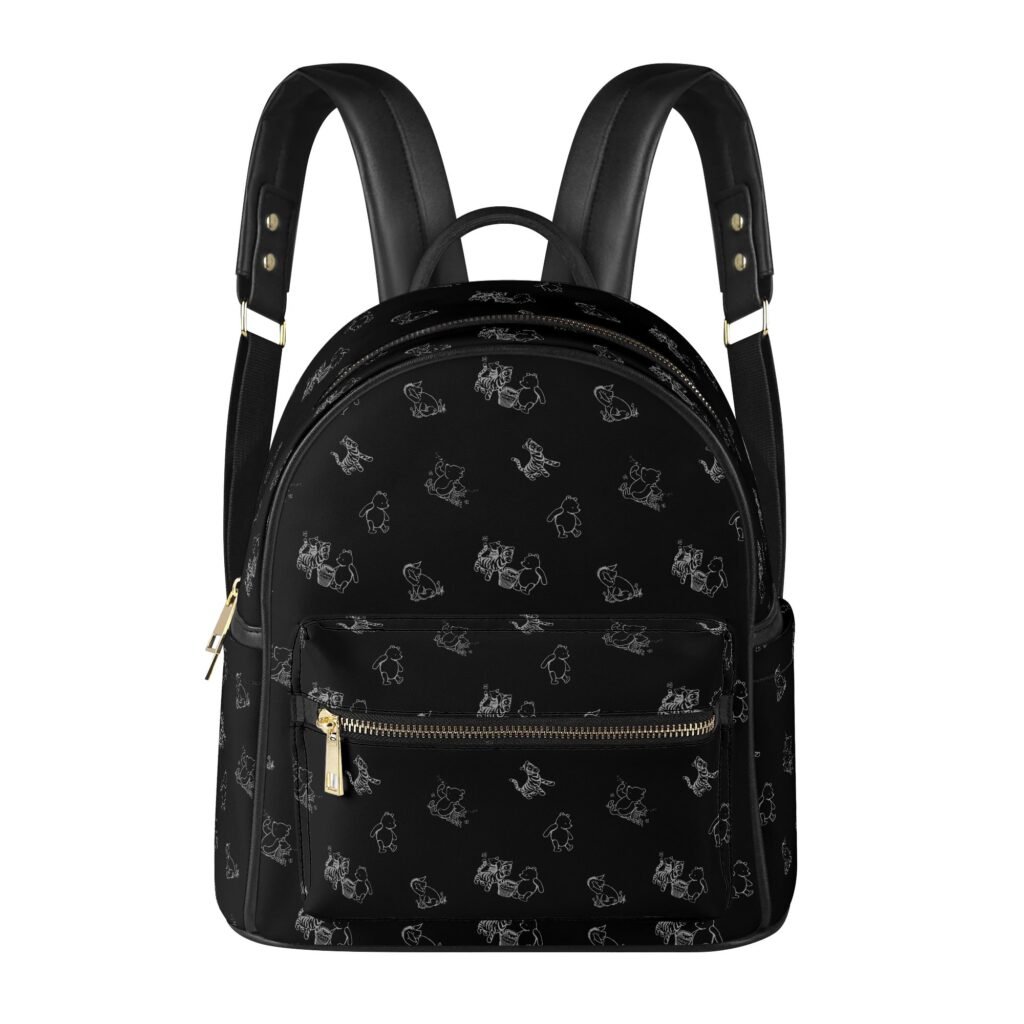 Black Winnie the Pooh Mini Backpack in Vegan Leather