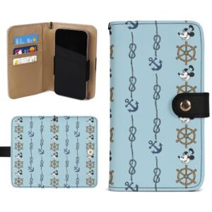 Mickey Mouse Helms and Anchors Brown Phone Flip Case Steamboat Willie Phone Wallet