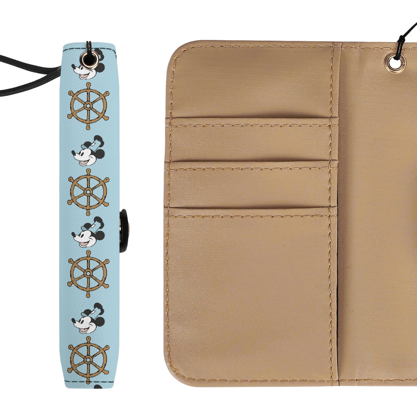Mickey Mouse Helms and Anchors Brown Phone Flip Case Steamboat Willie Phone Wallet - Image 4