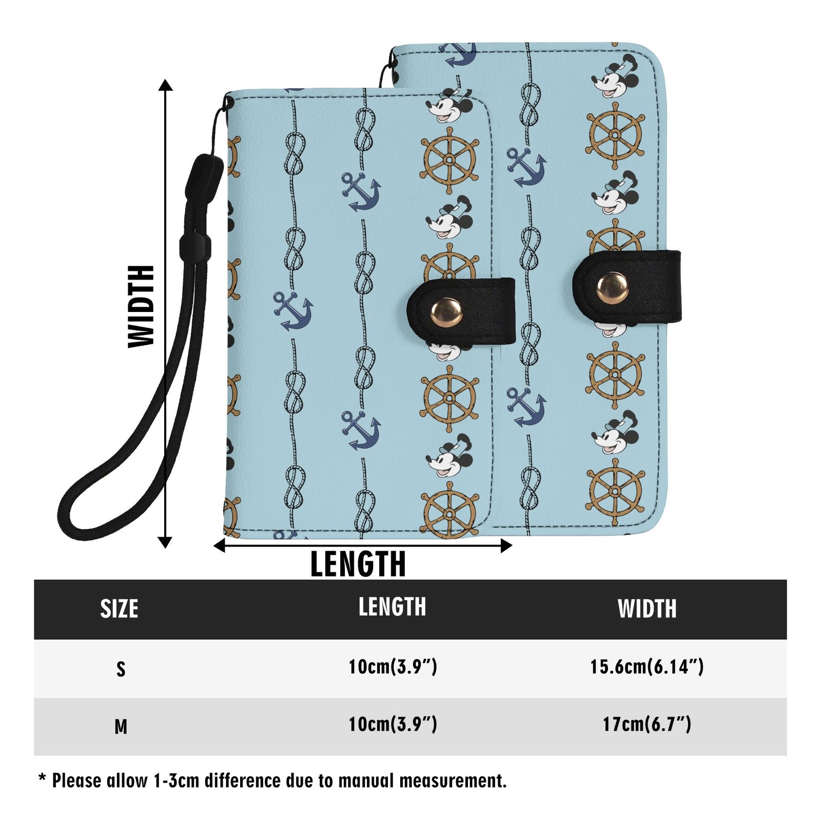 Mickey Mouse Helms and Anchors Brown Phone Flip Case Steamboat Willie Phone Wallet - Image 6