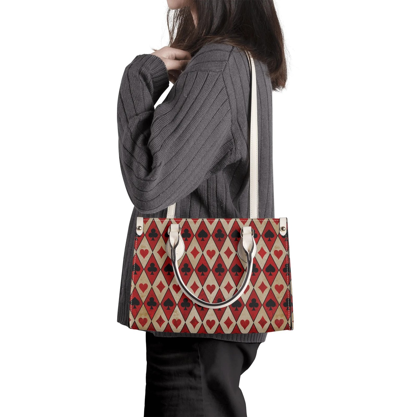 Playing Cards Handbag With Crossbody Strap in Vegan Leather - Image 14