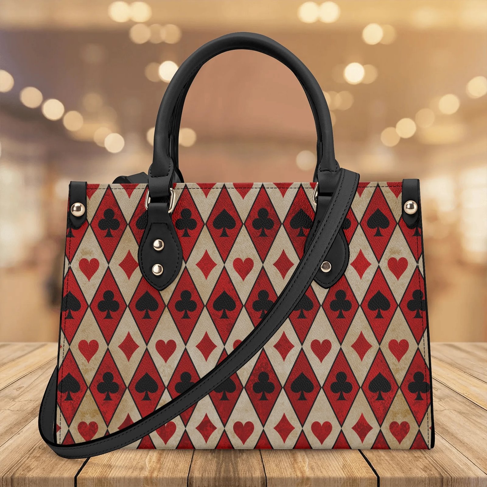 Playing Cards Handbag With Crossbody Strap in Vegan Leather - Image 6