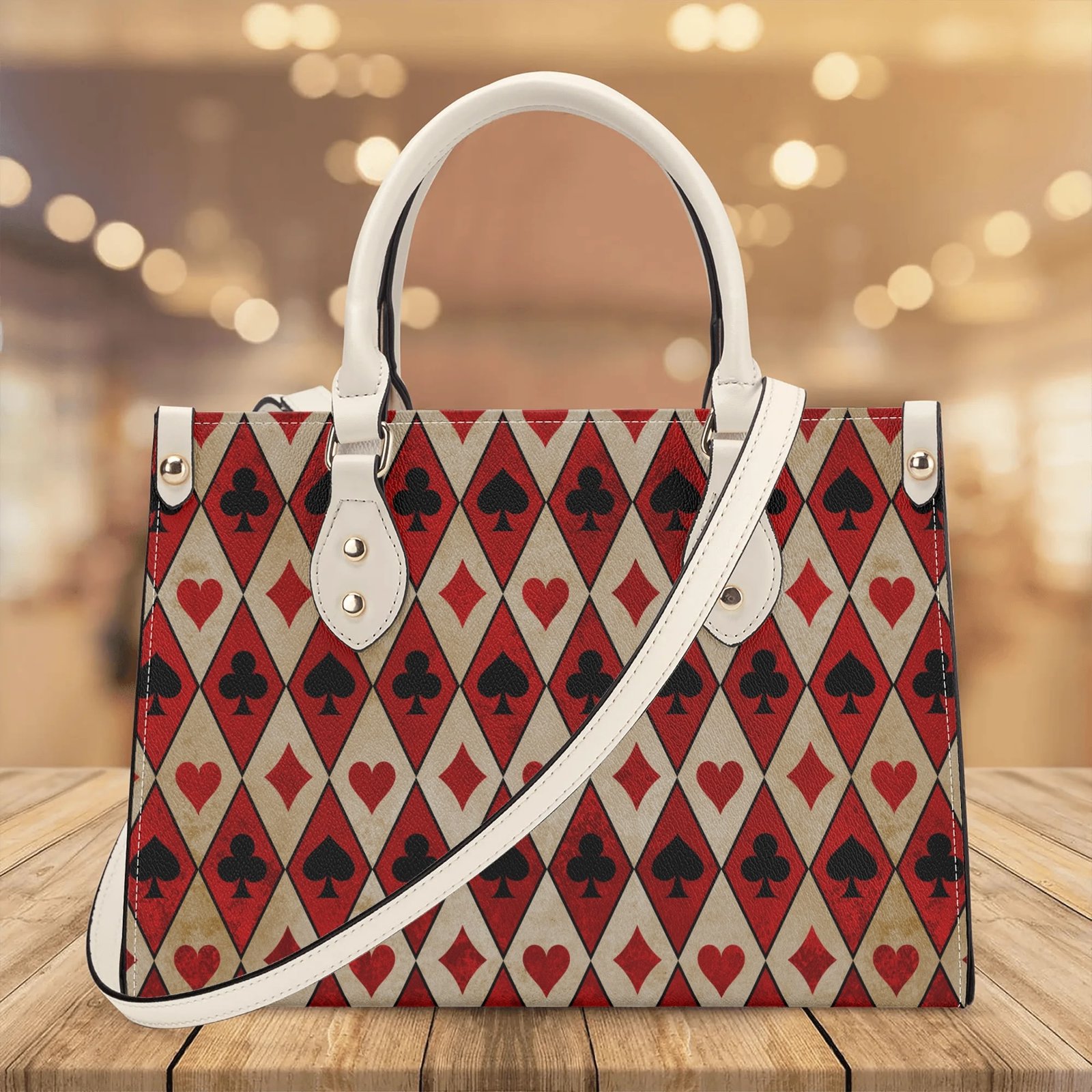 Playing Cards Handbag With Crossbody Strap in Vegan Leather - Image 15