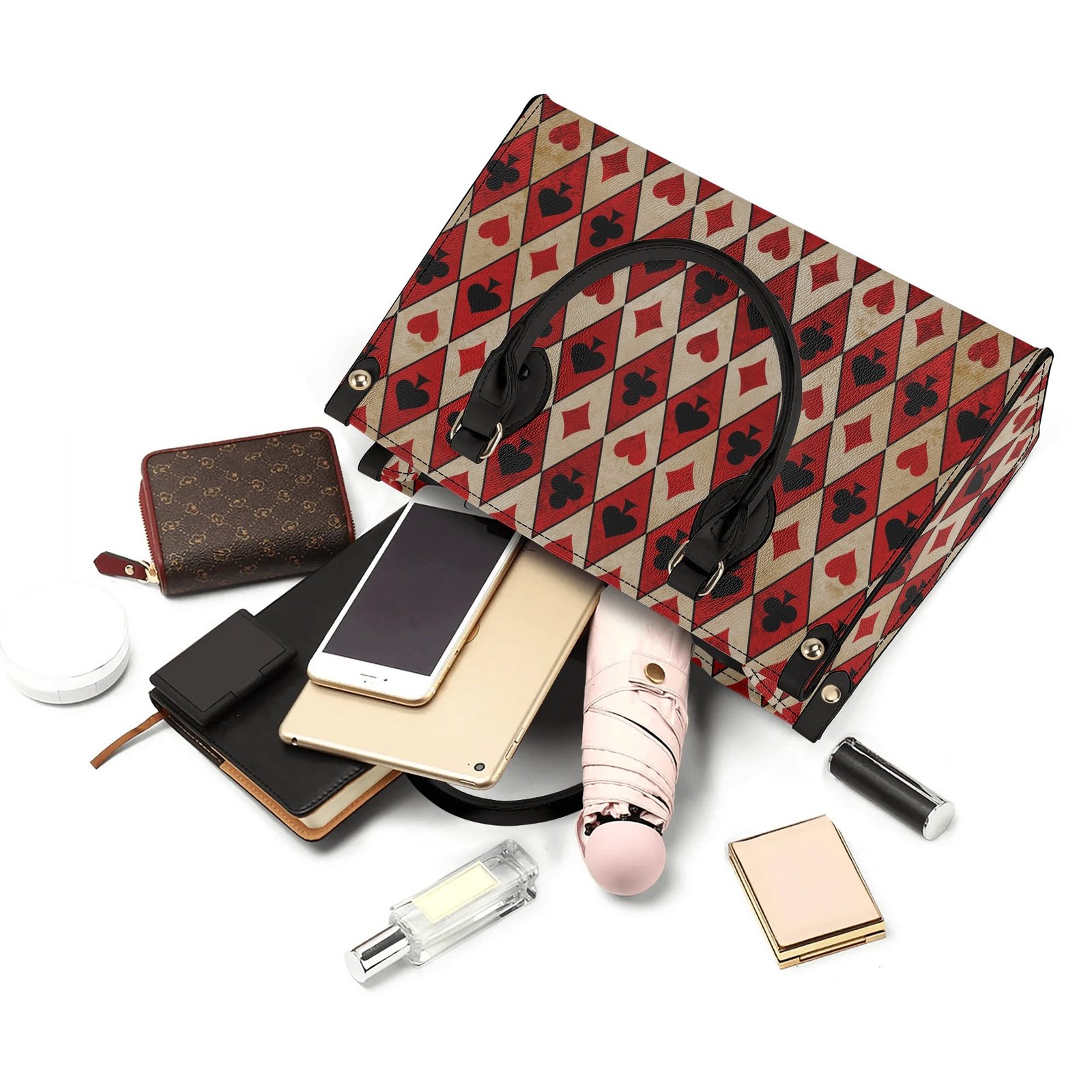 Playing Cards Handbag With Crossbody Strap in Vegan Leather - Image 7