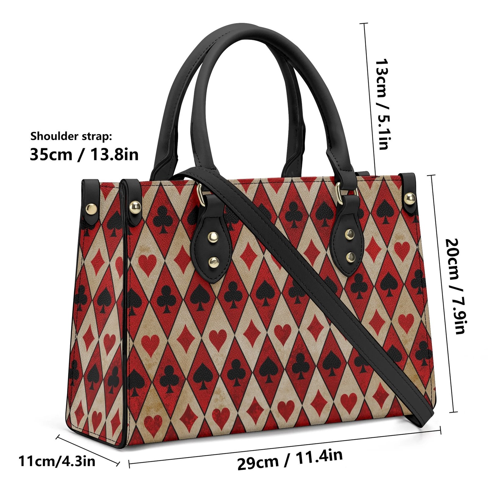 Playing Cards Handbag With Crossbody Strap in Vegan Leather - Image 8