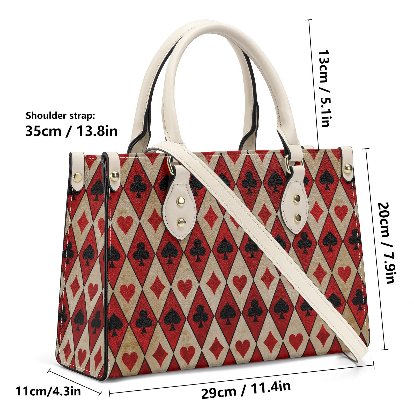 Playing Cards Handbag With Crossbody Strap in Vegan Leather - Image 17