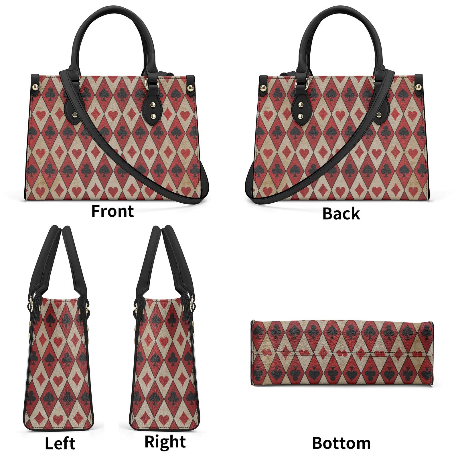 Playing Cards Handbag With Crossbody Strap in Vegan Leather - Image 9