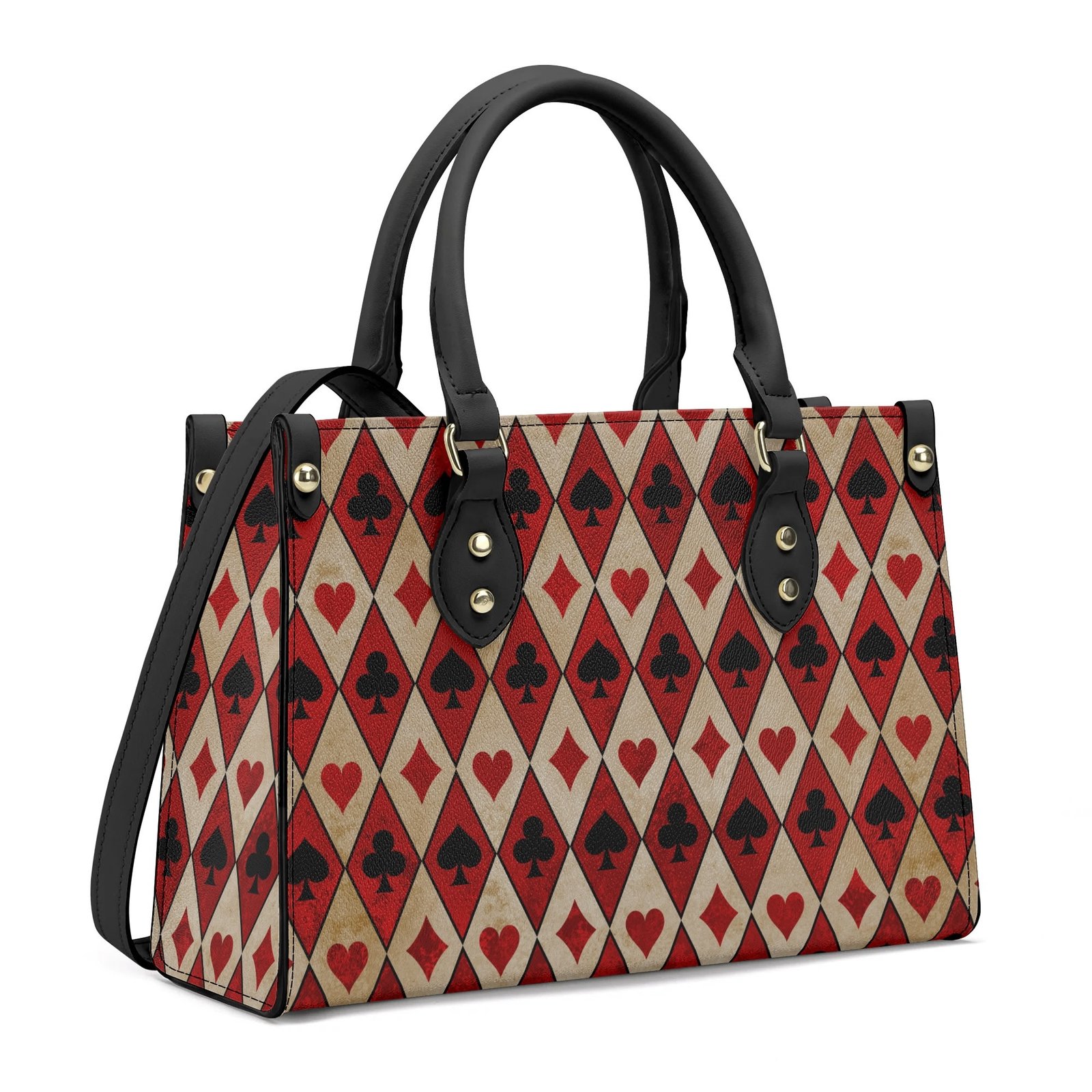 Playing Cards Handbag With Crossbody Strap in Vegan Leather - Image 2