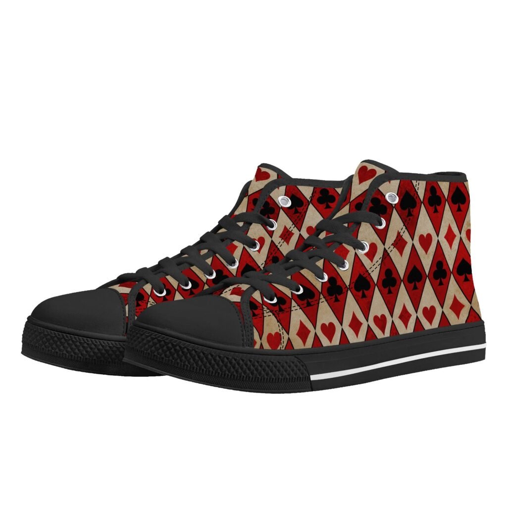 Women's Red Playing Card High Top Shoes