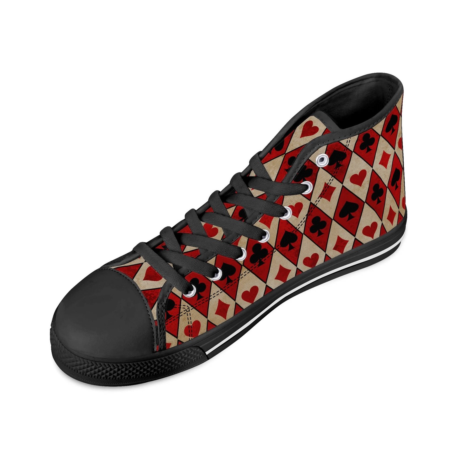 Women's Red Playing Card High Top Shoes - Image 10