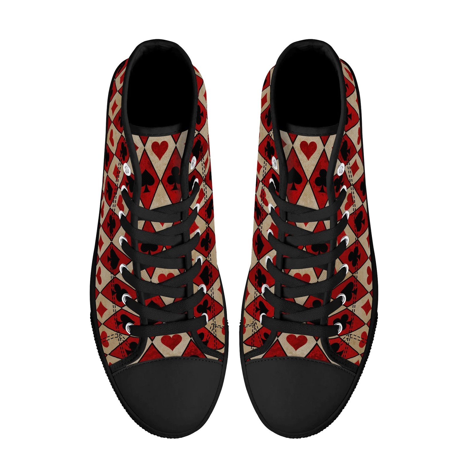 Women's Red Playing Card High Top Shoes - Image 2