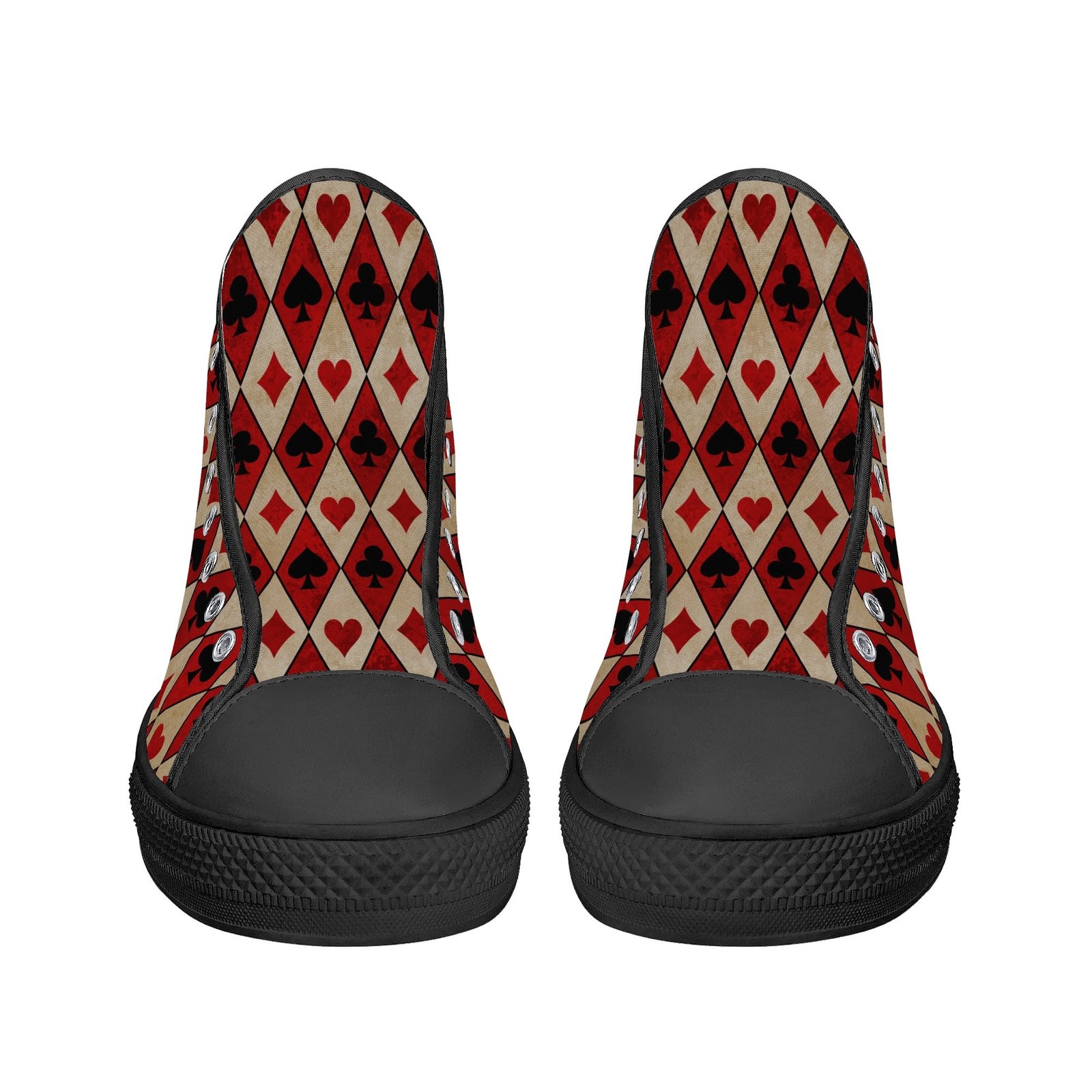 Women's Red Playing Card High Top Shoes - Image 4