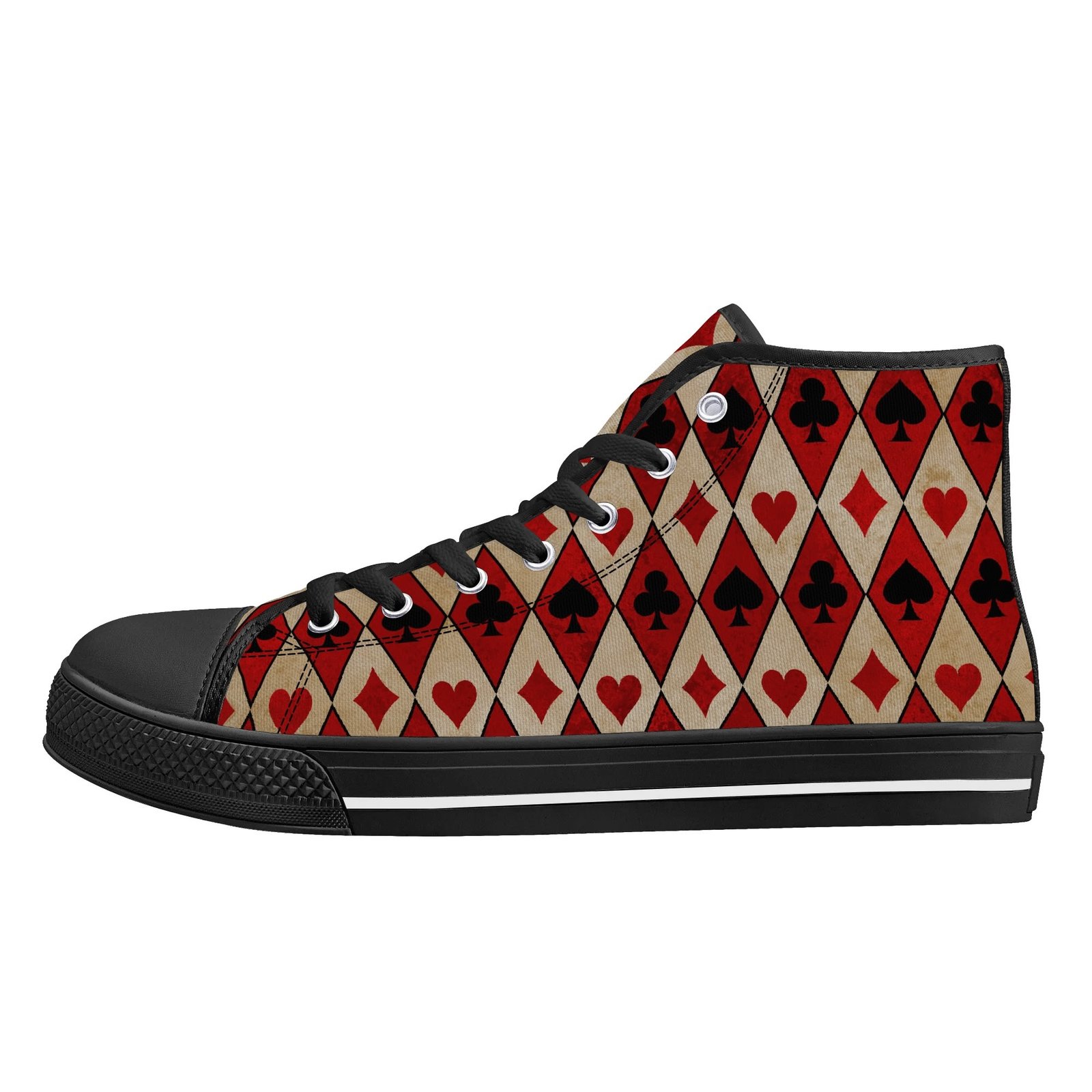 Women's Red Playing Card High Top Shoes - Image 5