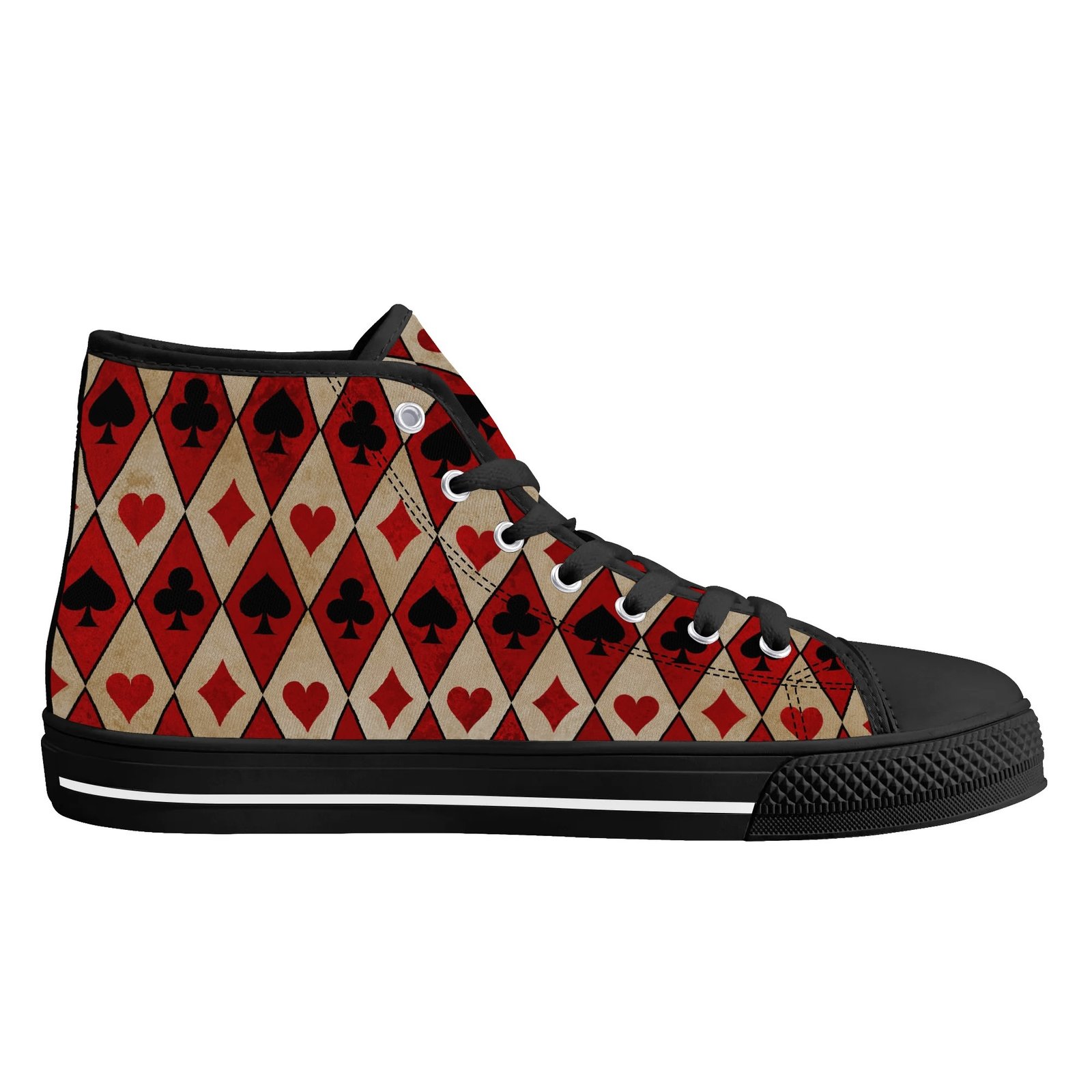 Women's Red Playing Card High Top Shoes - Image 6
