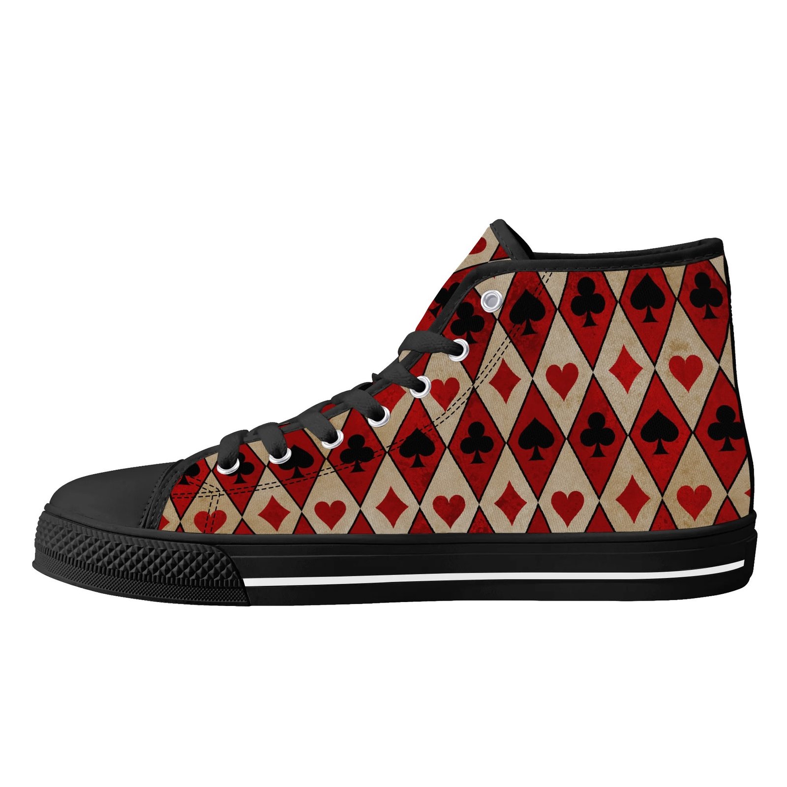 Women's Red Playing Card High Top Shoes - Image 7