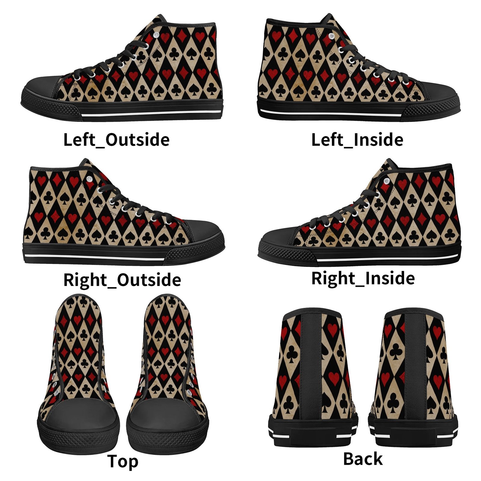 Women's Playing Card High Top Shoes - Image 12