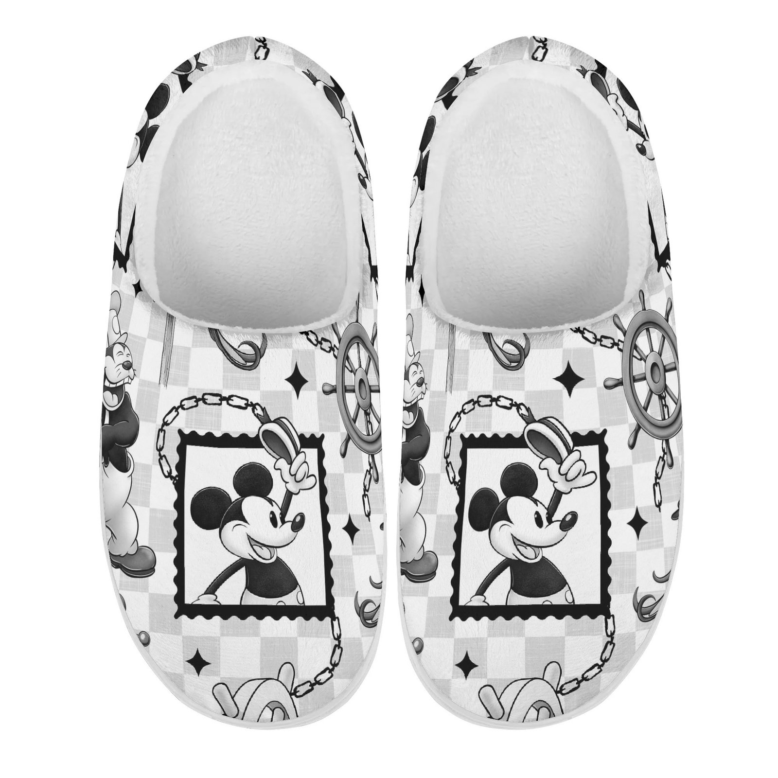 Steamboat Willie Slippers in Black and White - Image 8