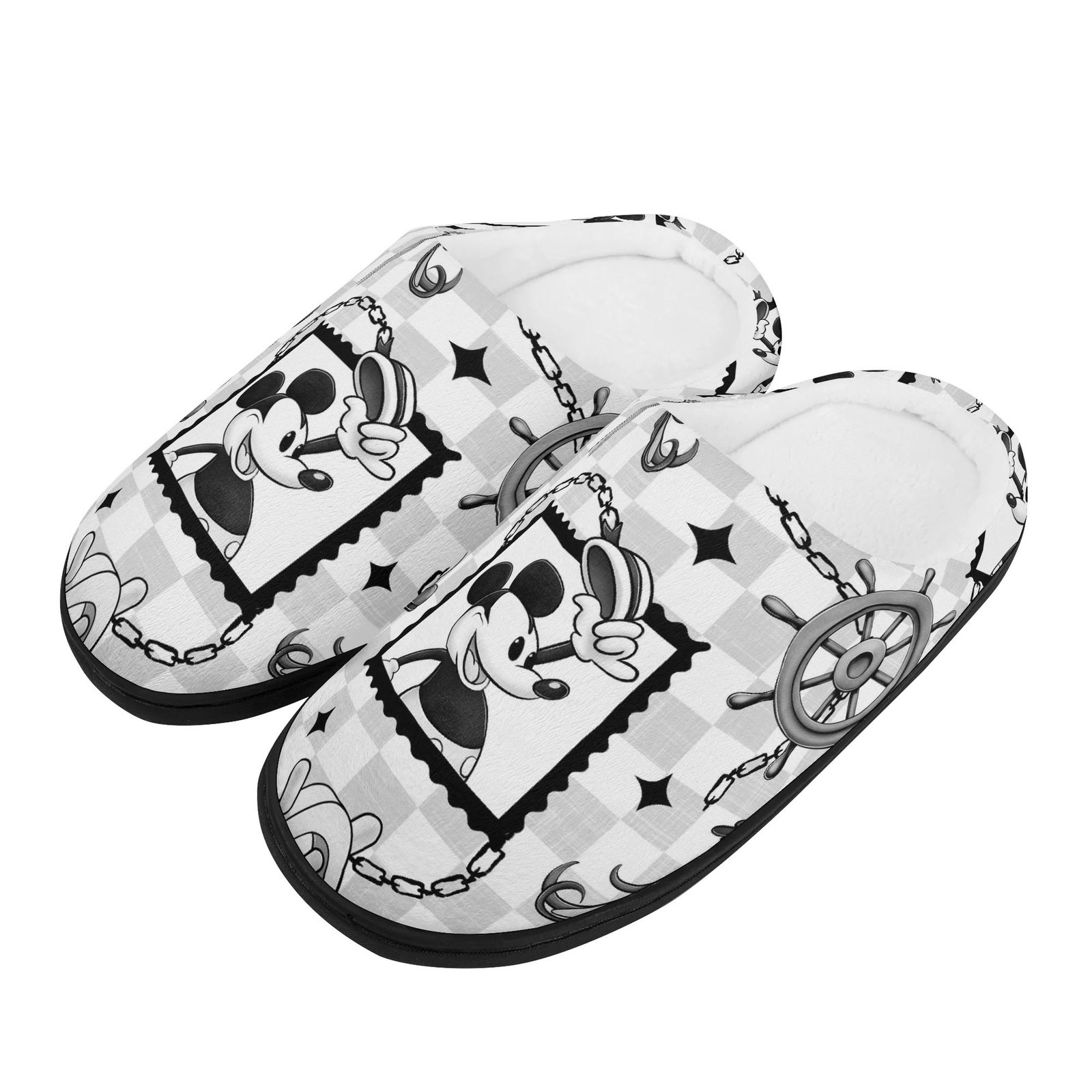 Steamboat Willie Slippers in Black and White - Image 2