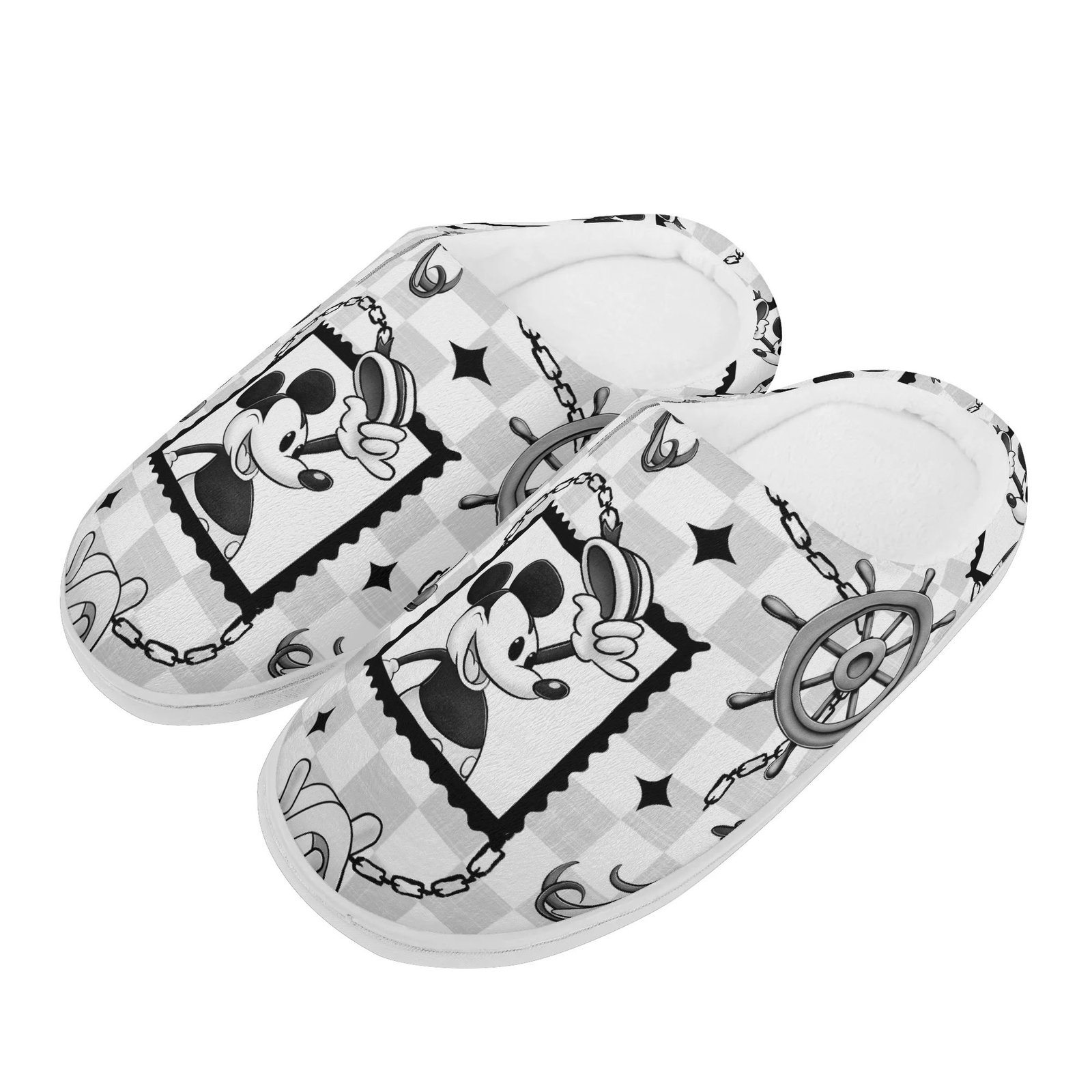 Steamboat Willie Slippers in Black and White - Image 9