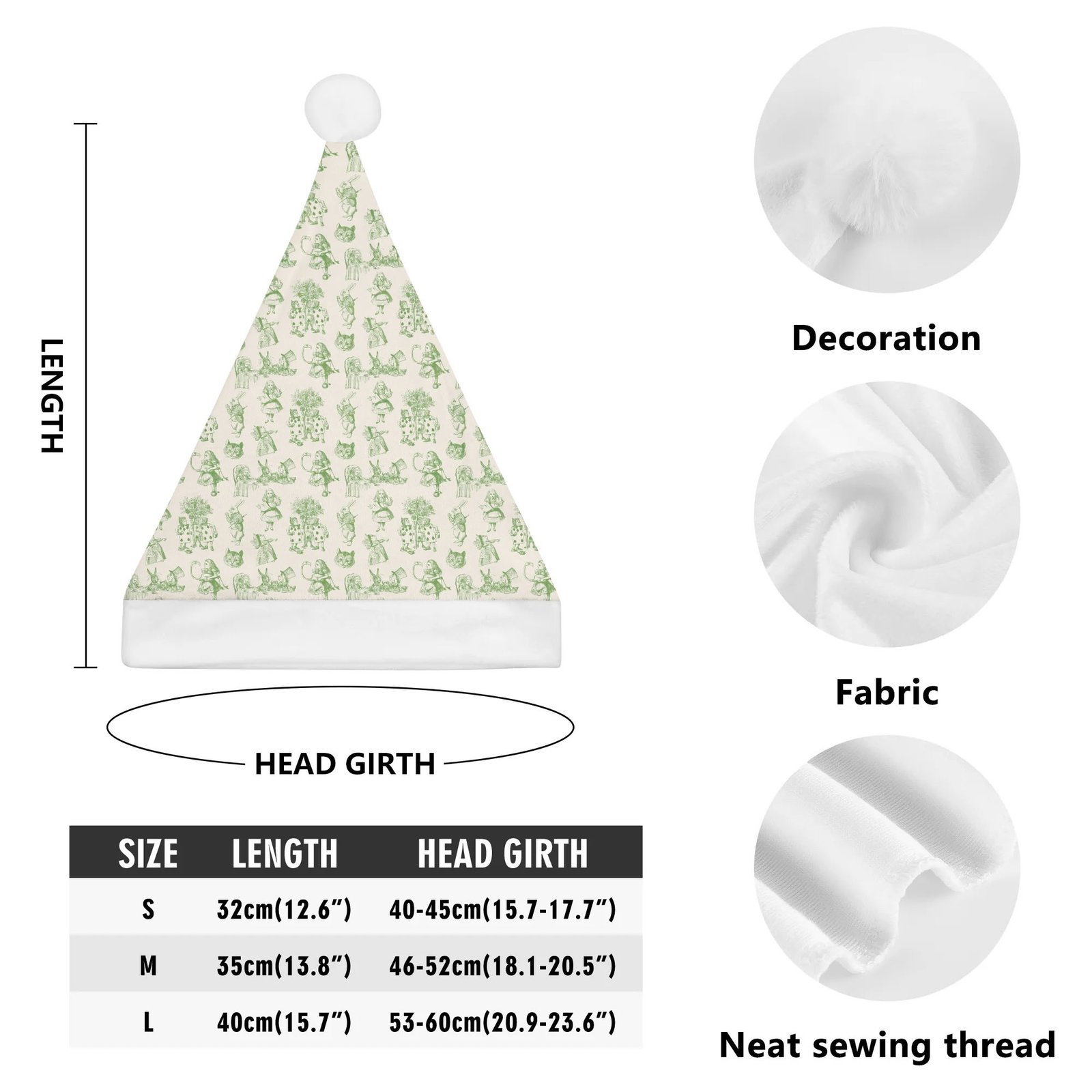 Alice in Wonderland Christmas Santa Hat | Green - Image 6