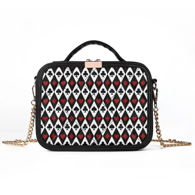 Card Suit Crossbody Bag with Chain Strap