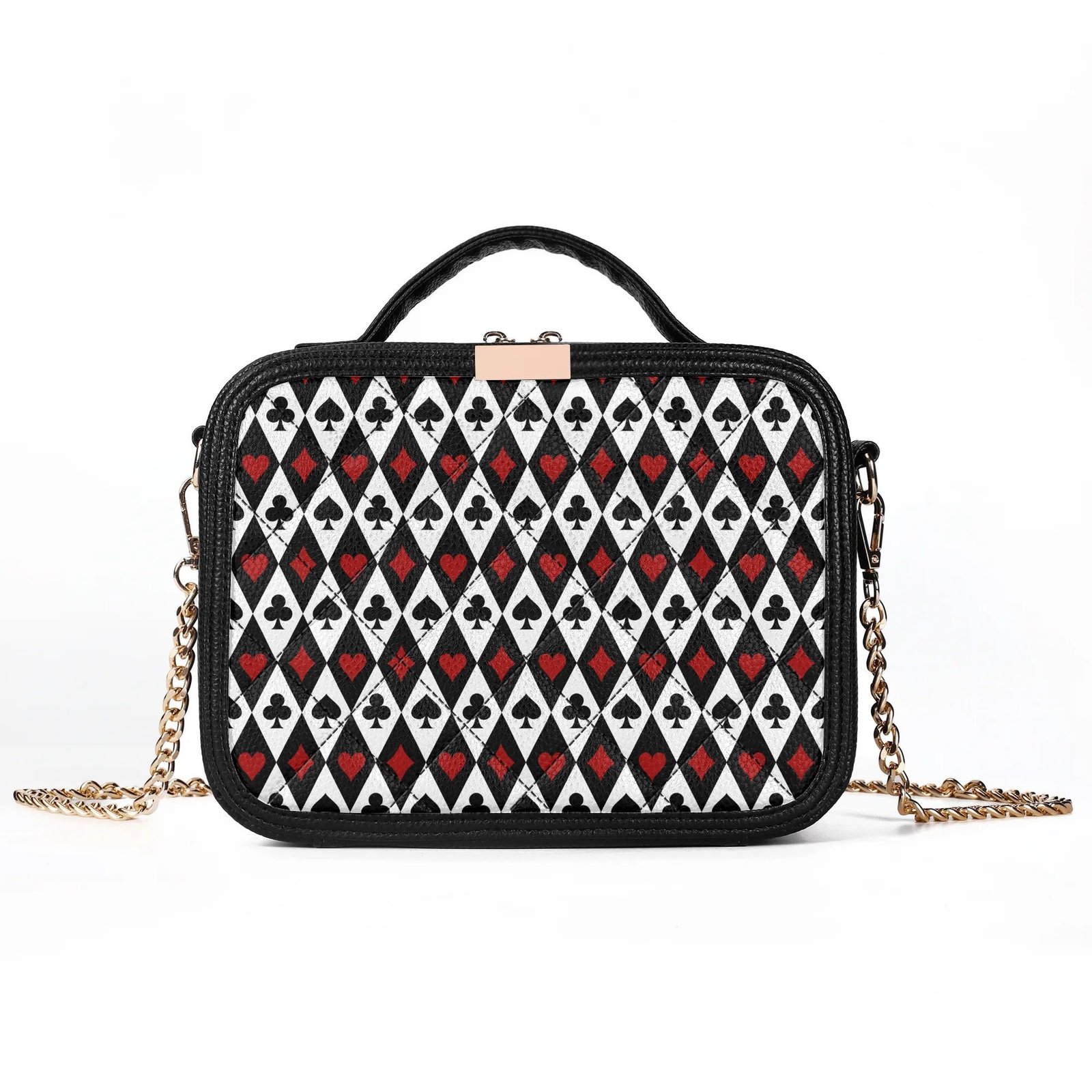 Card Suit Crossbody Bag with Chain Strap