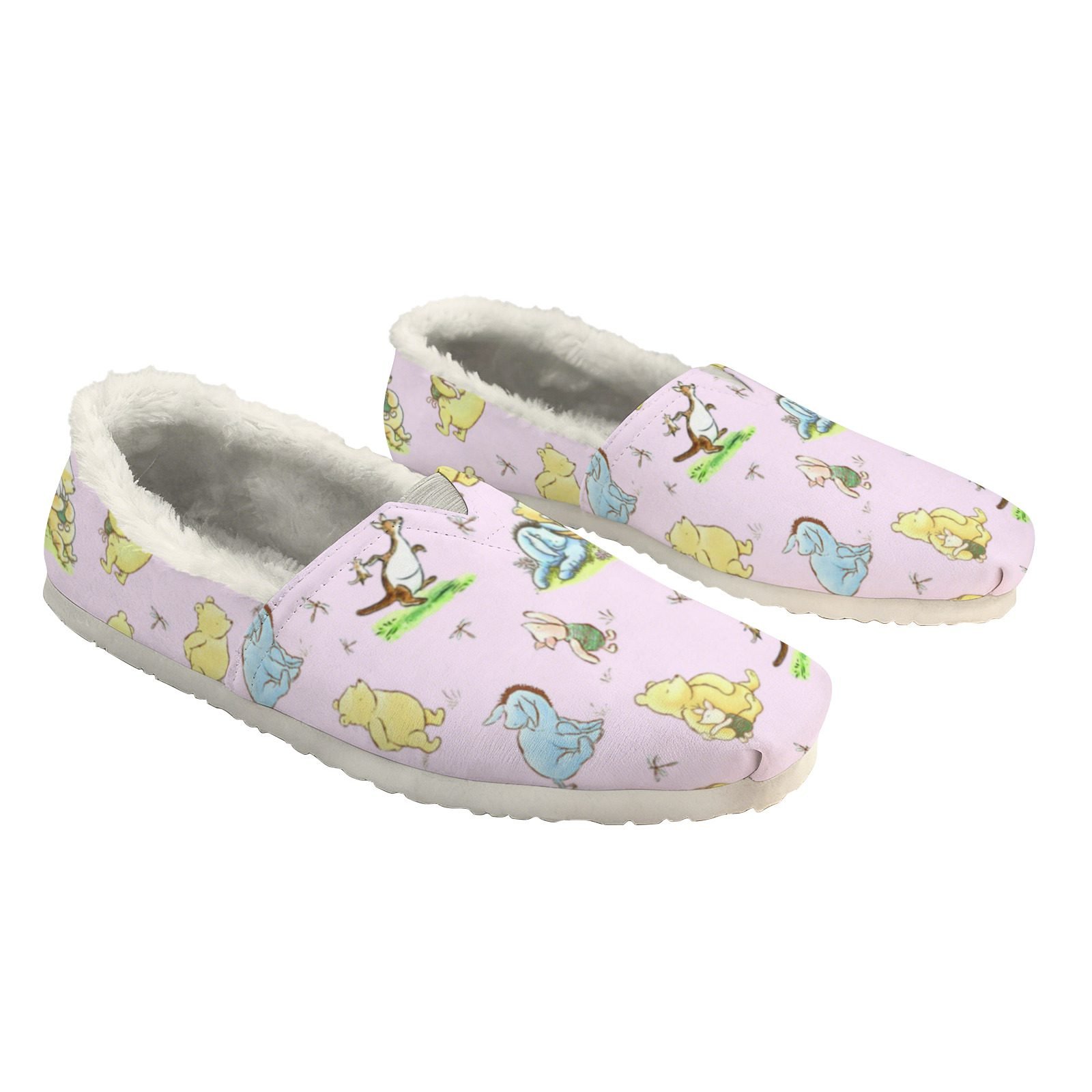 Pink Fluffy Winnie the Pooh Women’s Slip-On Shoes