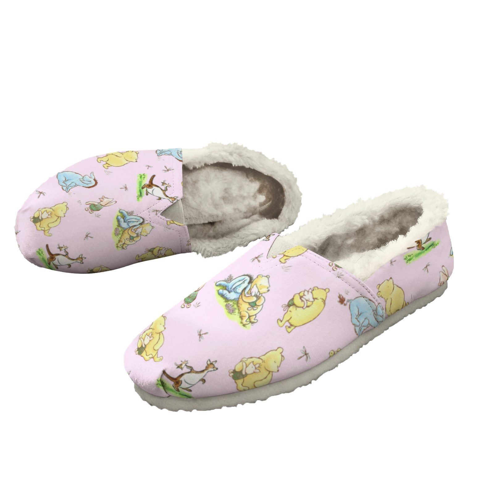 Pink Fluffy Winnie the Pooh Women's Slip-On Canvas Shoes - Image 3