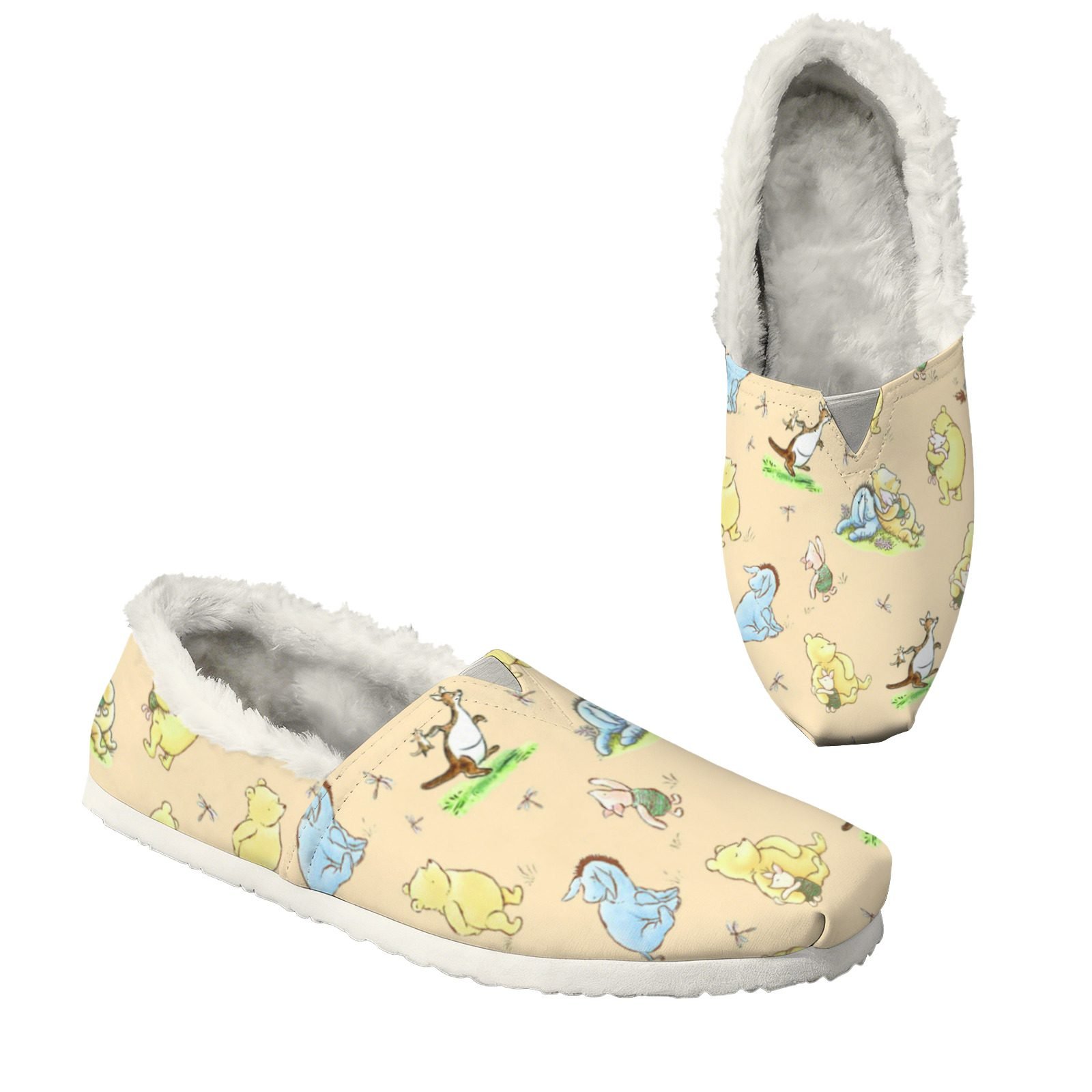 Yellow Fluffy Winnie the Pooh Women's Slip-On Canvas Shoes - Image 4