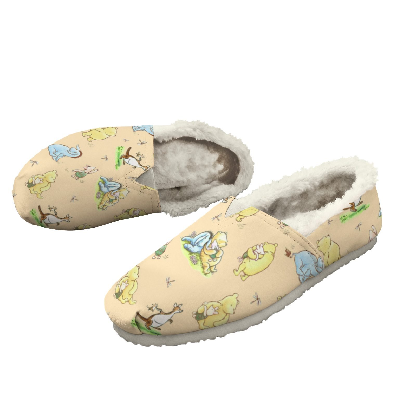 Yellow Fluffy Winnie the Pooh Women's Slip-On Canvas Shoes - Image 3