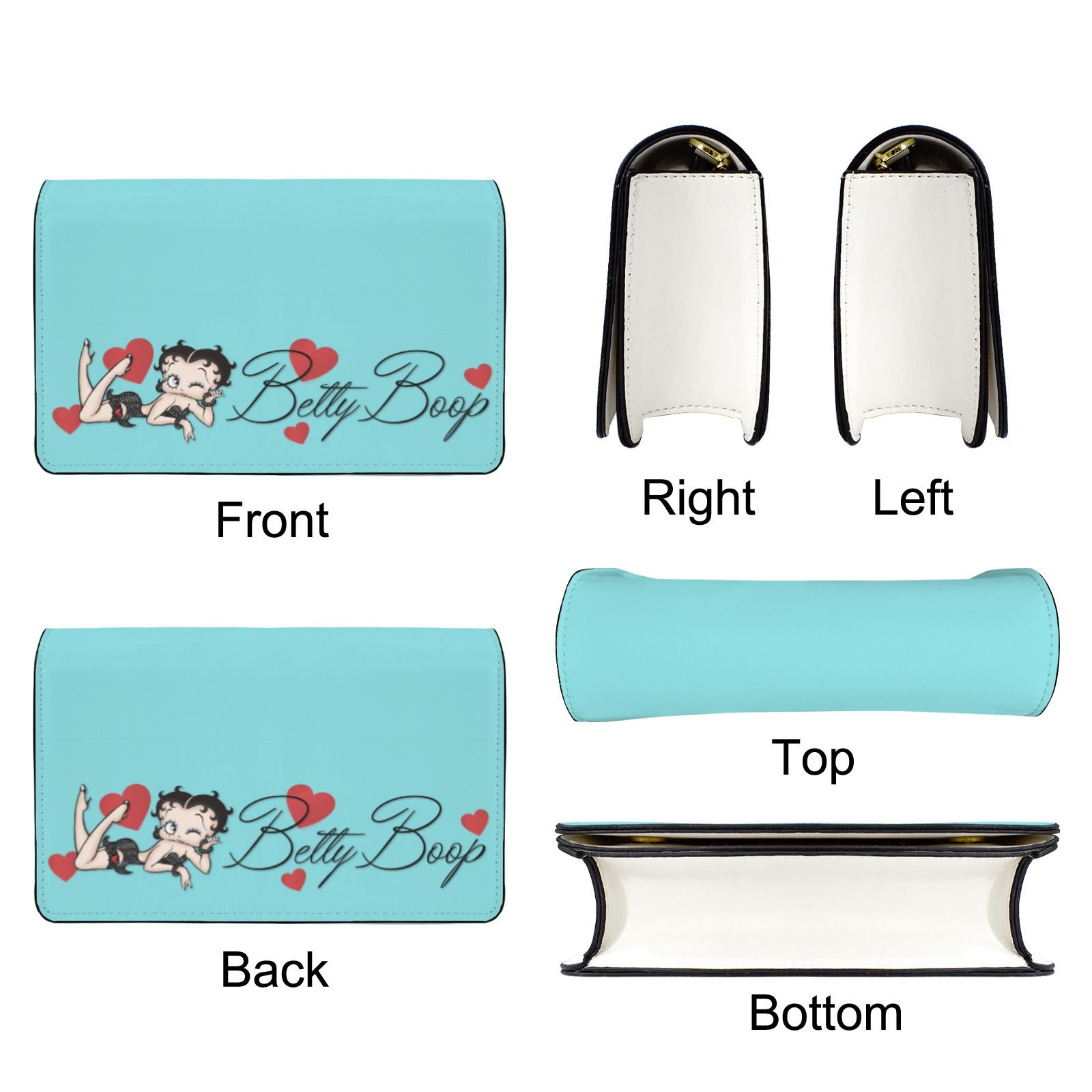 Turquoise Betty Boop Mini Bag with Crossbody Chain - Image 3