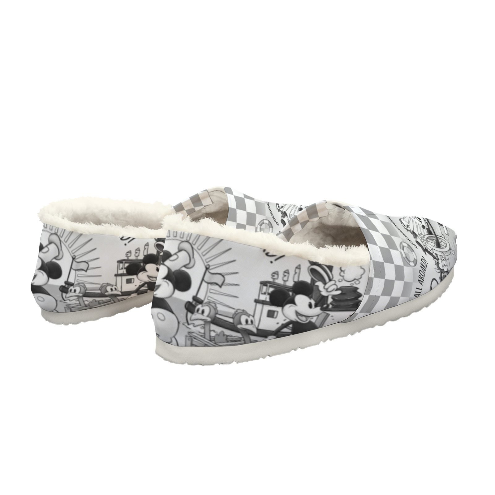 Fluffy Steamboat Willie Women’s Slip-On Shoes - Image 2