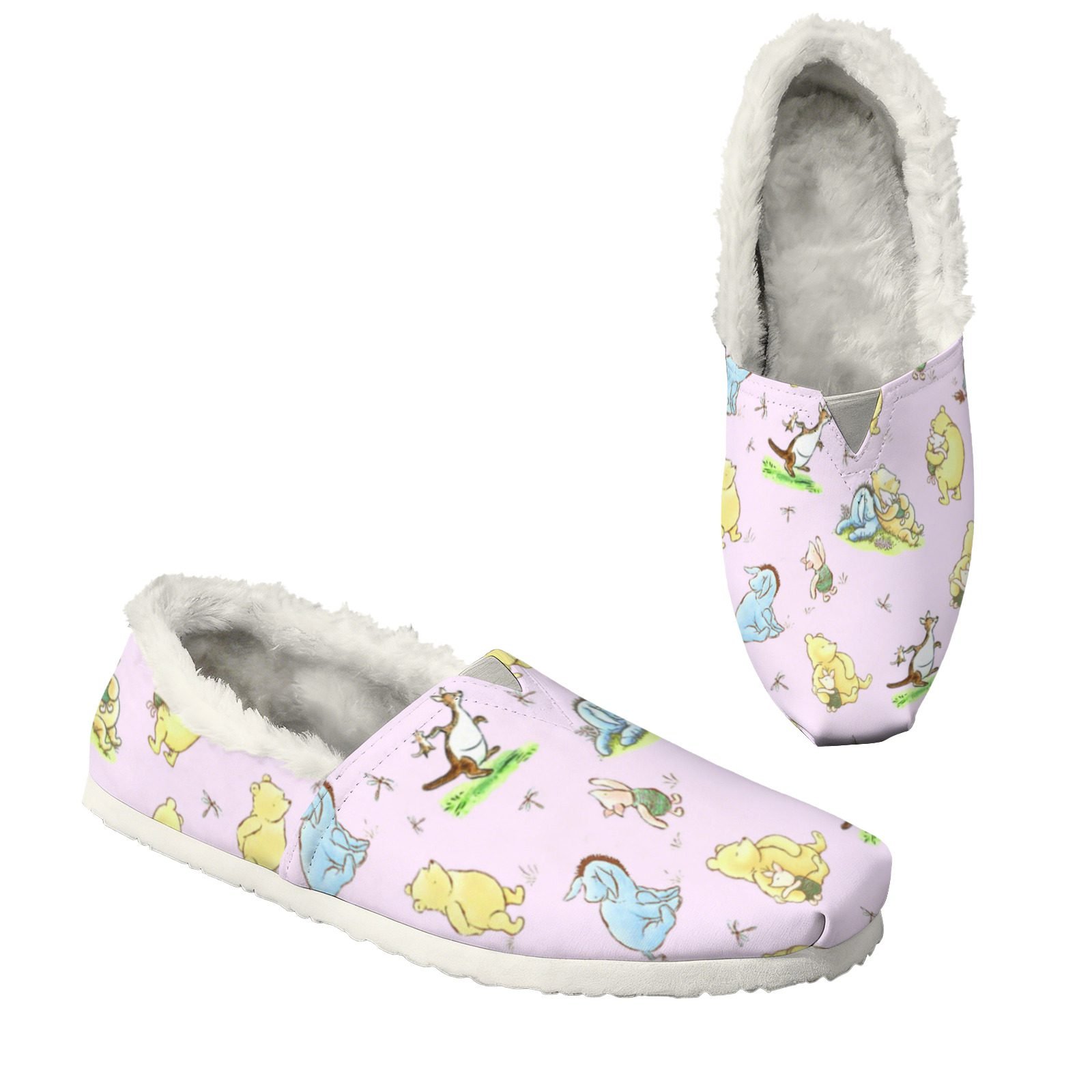 Pink Fluffy Winnie the Pooh Women's Slip-On Canvas Shoes - Image 4